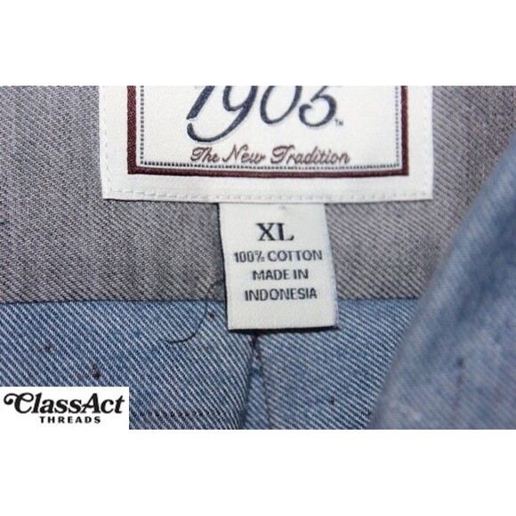 Jos A Bank 1905 Mens Long Sleeve Blue Cotton Tailored Fit Sz XL - Picture 8 of 8